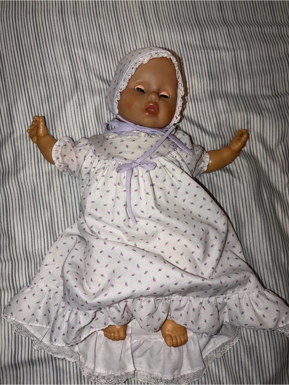 Alexis White Baby Doll Nightgown with Lavender Floral Accents